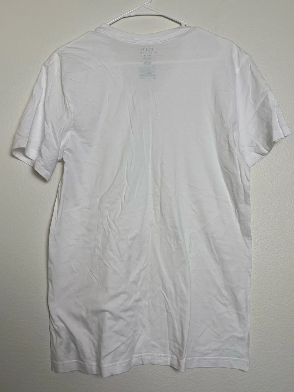 Polo by Ralph Lauren White V-Neck Tee with Navy Pony Accent Mens Size Medium